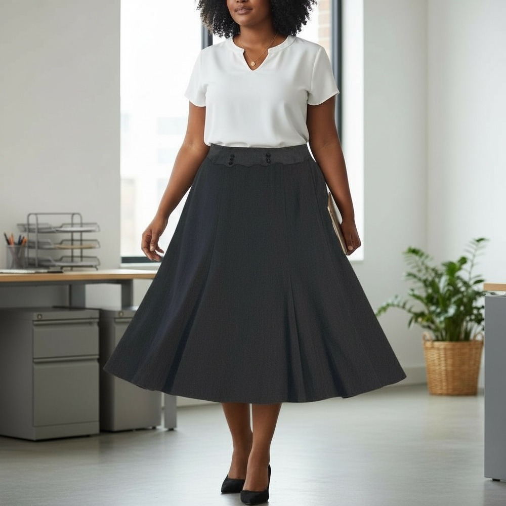 Lane Bryant Plus‎ Size 20 Charcoal Gray A Line Midi Skirt Career Work